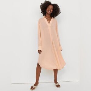 H&M Lyocell-blend Peach V-Neck Shirt Dress